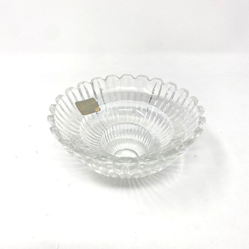 Vintage Mikasa Tealight Crystal Dish Scallop Edge Tabletop Decor